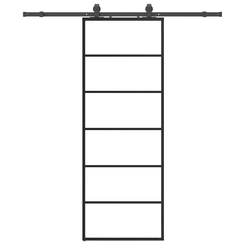 Load image into Gallery viewer, Vidaxl schuifdeur met beslagset 76x205 cm esg glas zwart
