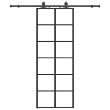 Vidaxl schuifdeur met beslagset 76x205 cm esg glas zwart