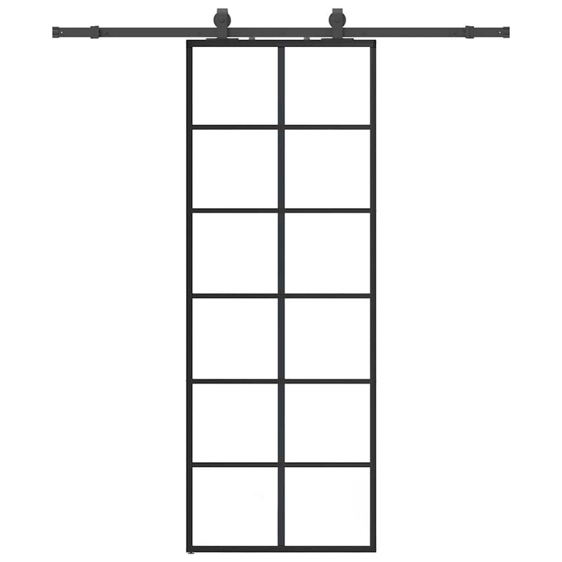 Load image into Gallery viewer, Vidaxl schuifdeur met beslagset 76x205 cm esg glas zwart
