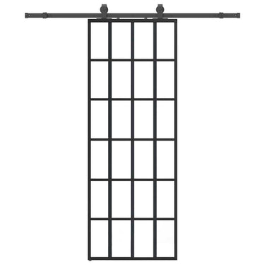 Vidaxl schuifdeur met beslagset 76x205 cm esg glas zwart