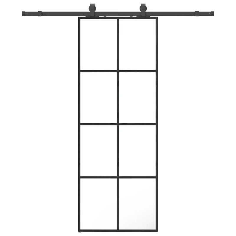 Load image into Gallery viewer, Vidaxl schuifdeur met beslagset 76x205 cm esg glas zwart
