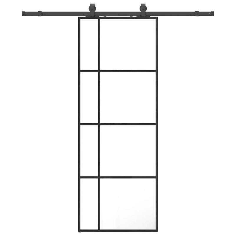 Load image into Gallery viewer, Vidaxl schuifdeur met beslagset 76x205 cm esg glas zwart
