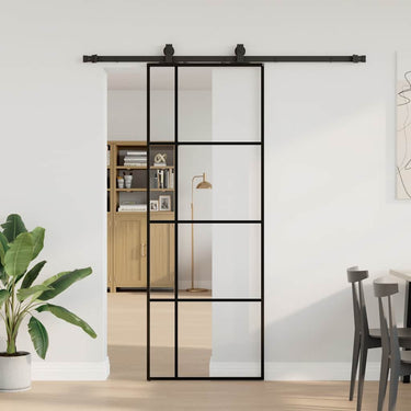 Vidaxl schuifdeur met beslagset 76x205 cm esg glas zwart