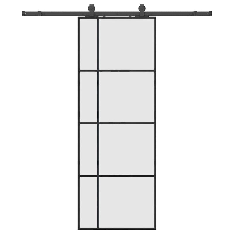 Load image into Gallery viewer, Vidaxl schuifdeur met beslagset 76x205 cm esg glas zwart
