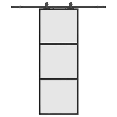 Vidaxl schuifdeur met beslagset 76x205 cm gehard glas zwart