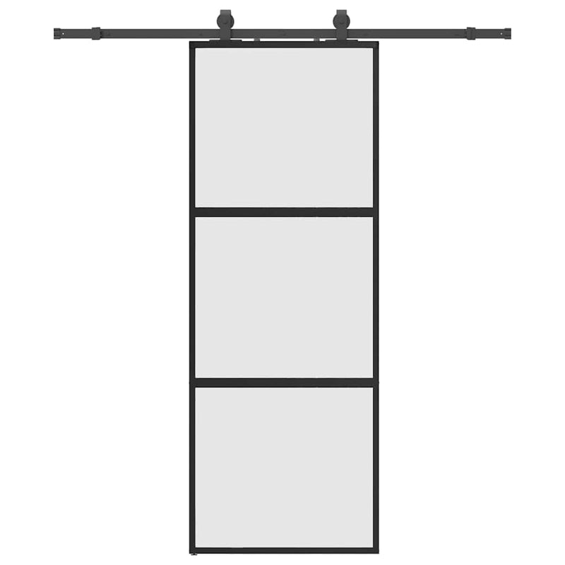 Load image into Gallery viewer, Vidaxl schuifdeur met beslagset 76x205 cm gehard glas zwart
