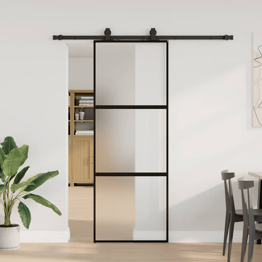 Vidaxl schuifdeur met beslagset 76x205 cm gehard glas zwart