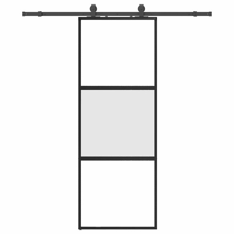 Load image into Gallery viewer, Vidaxl schuifdeur met beslagset 76x205 cm gehard glas zwart
