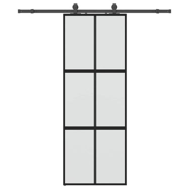 Vidaxl schuifdeur met beslagset 76x205 cm gehard glas zwart