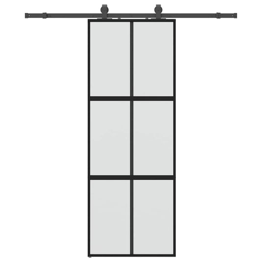 Vidaxl schuifdeur met beslagset 76x205 cm gehard glas zwart