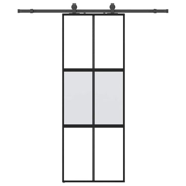 Vidaxl schuifdeur met beslagset 76x205 cm gehard glas zwart