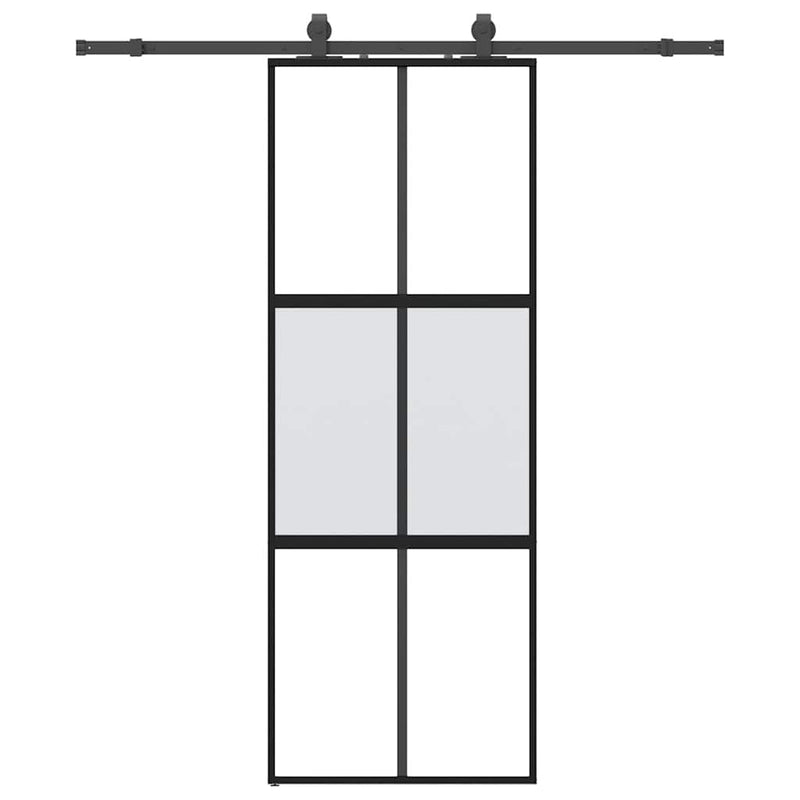 Load image into Gallery viewer, Vidaxl schuifdeur met beslagset 76x205 cm gehard glas zwart
