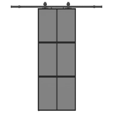 Vidaxl schuifdeur met beslagset 76x205 cm gehard glas zwart