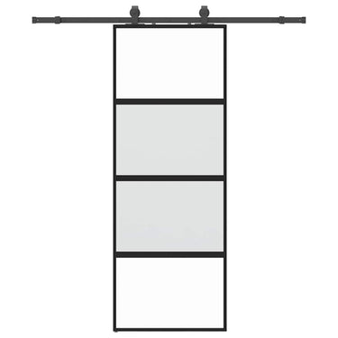 Vidaxl schuifdeur met beslagset 76x205 cm gehard glas zwart