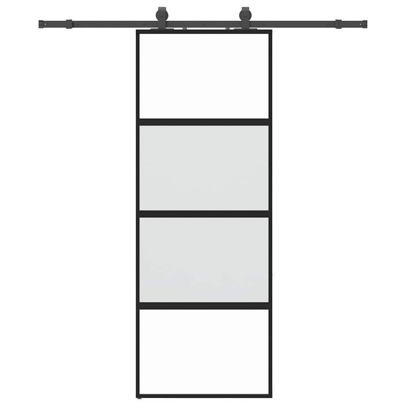 Load image into Gallery viewer, Vidaxl schuifdeur met beslagset 76x205 cm gehard glas zwart

