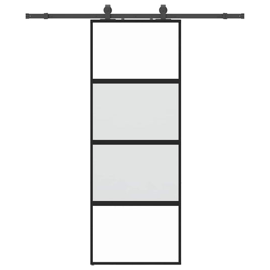 Vidaxl schuifdeur met beslagset 76x205 cm gehard glas zwart