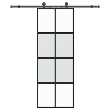 Vidaxl schuifdeur met beslagset 76x205 cm gehard glas zwart