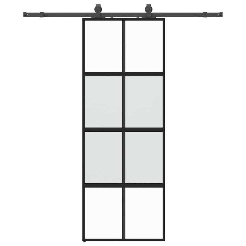Load image into Gallery viewer, Vidaxl schuifdeur met beslagset 76x205 cm gehard glas zwart
