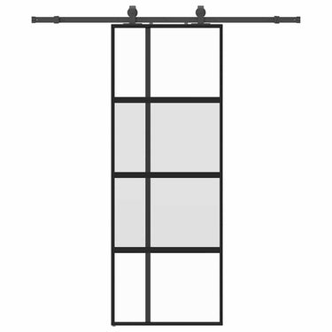 Vidaxl schuifdeur met beslagset 76x205 cm gehard glas zwart