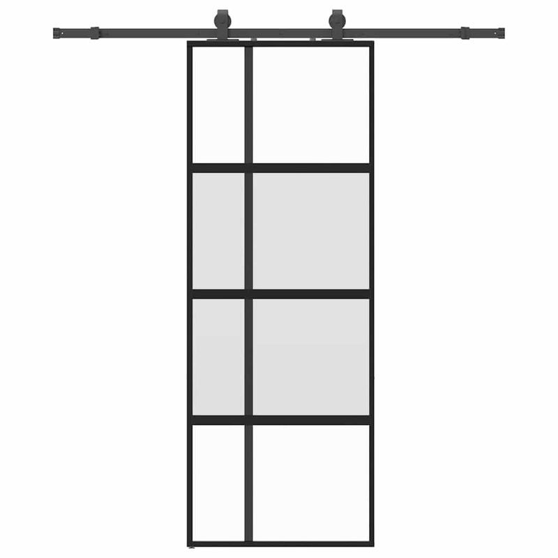 Load image into Gallery viewer, Vidaxl schuifdeur met beslagset 76x205 cm gehard glas zwart
