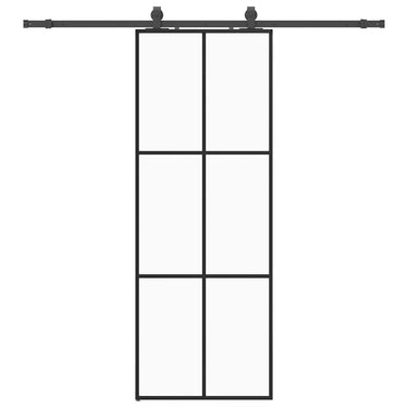 Vidaxl schuifdeur met beslagset 76x205 cm esg glas zwart