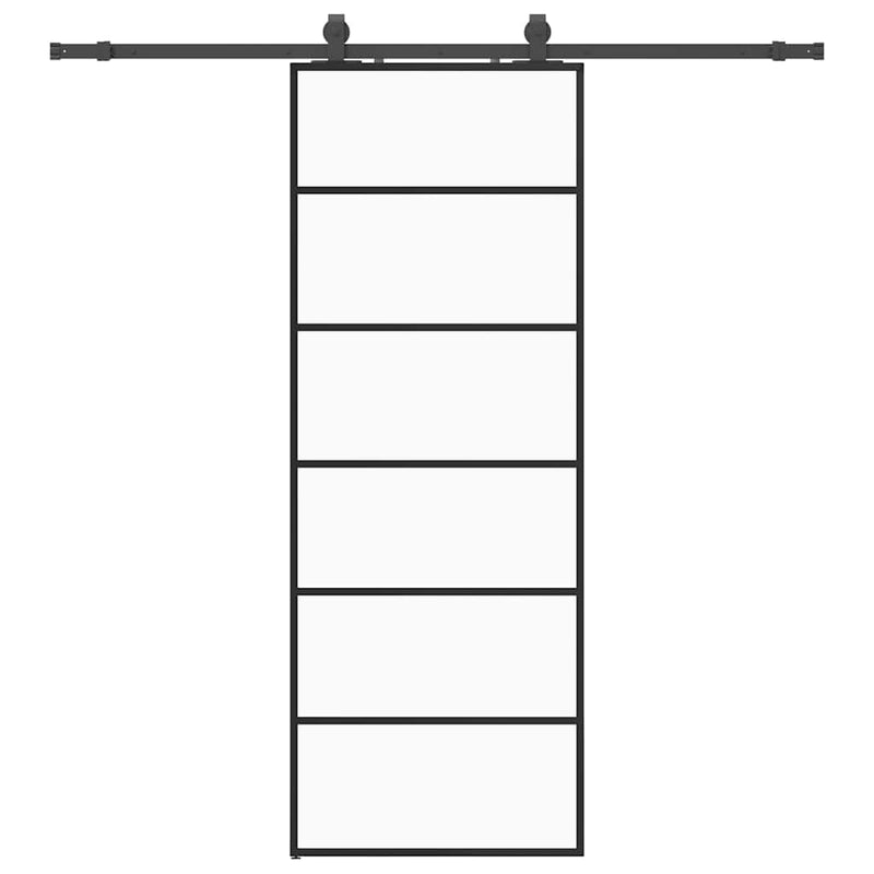 Load image into Gallery viewer, Vidaxl schuifdeur met beslagset 76x205 cm esg glas zwart
