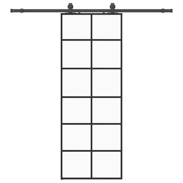 Vidaxl schuifdeur met beslagset 76x205 cm esg glas zwart