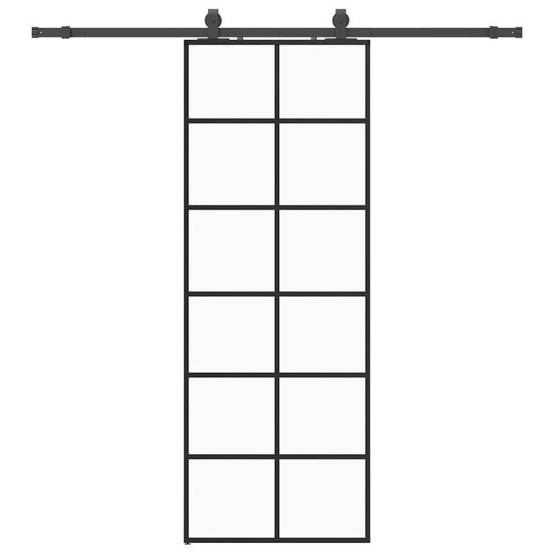 Load image into Gallery viewer, Vidaxl schuifdeur met beslagset 76x205 cm esg glas zwart
