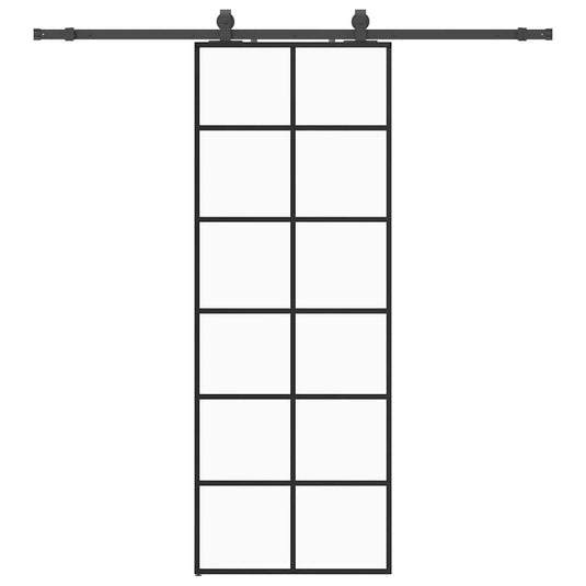 Vidaxl schuifdeur met beslagset 76x205 cm esg glas zwart