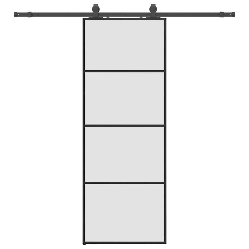 Load image into Gallery viewer, Vidaxl schuifdeur met beslagset 76x205 cm esg glas zwart
