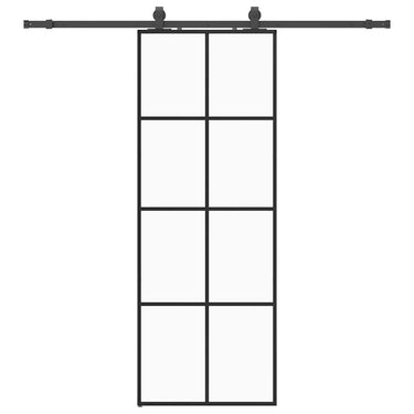 Vidaxl schuifdeur met beslagset 76x205 cm esg glas zwart