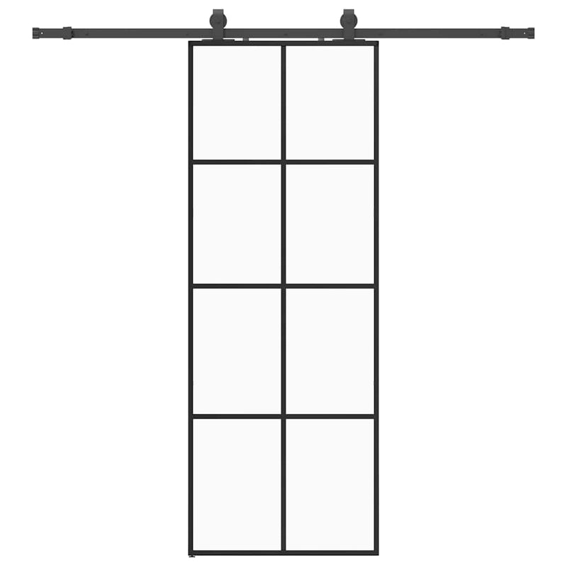Load image into Gallery viewer, Vidaxl schuifdeur met beslagset 76x205 cm esg glas zwart
