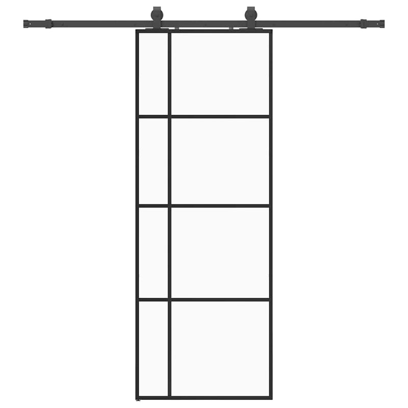 Load image into Gallery viewer, Vidaxl schuifdeur met beslagset 76x205 cm esg glas zwart
