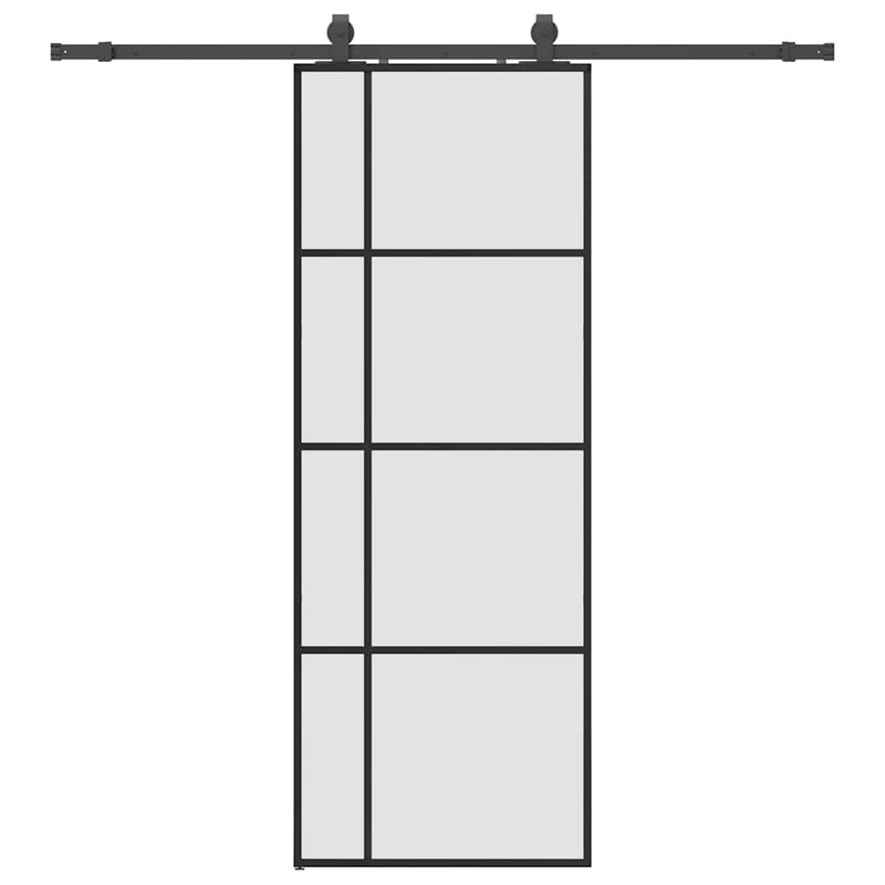 Load image into Gallery viewer, Vidaxl schuifdeur met beslagset 76x205 cm esg glas zwart
