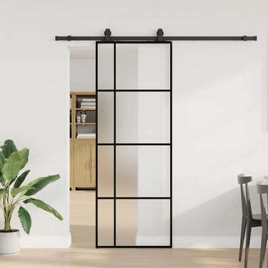 Vidaxl schuifdeur met beslagset 76x205 cm esg glas zwart