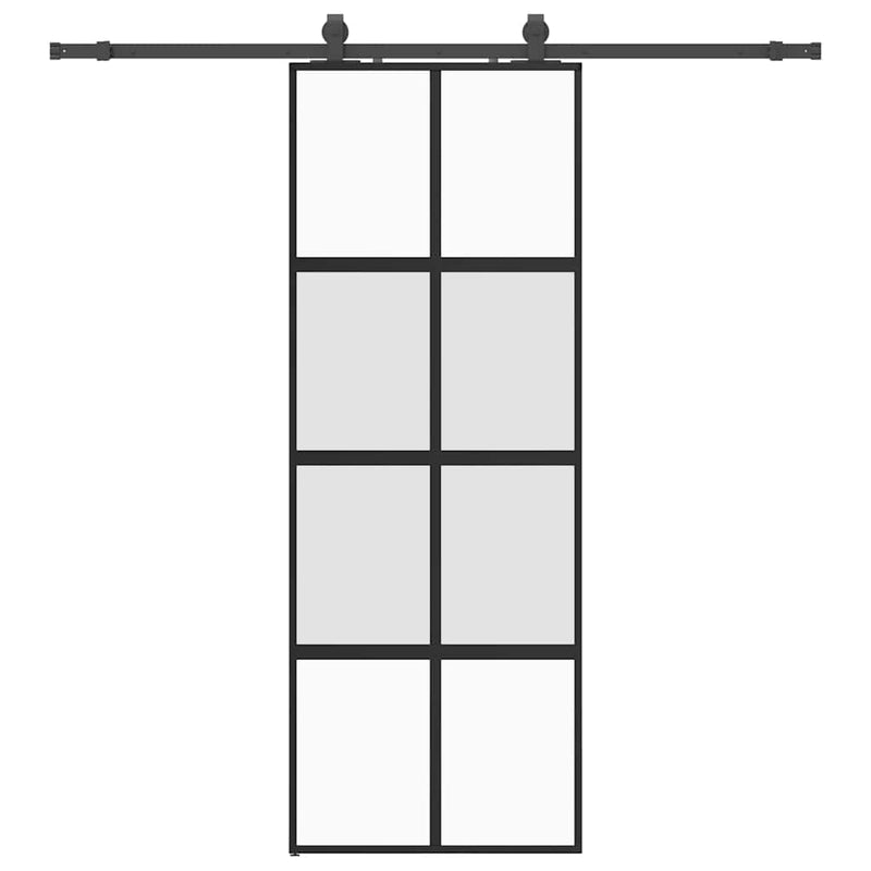 Load image into Gallery viewer, Vidaxl schuifdeur met beslagset 76x205 cm gehard glas zwart
