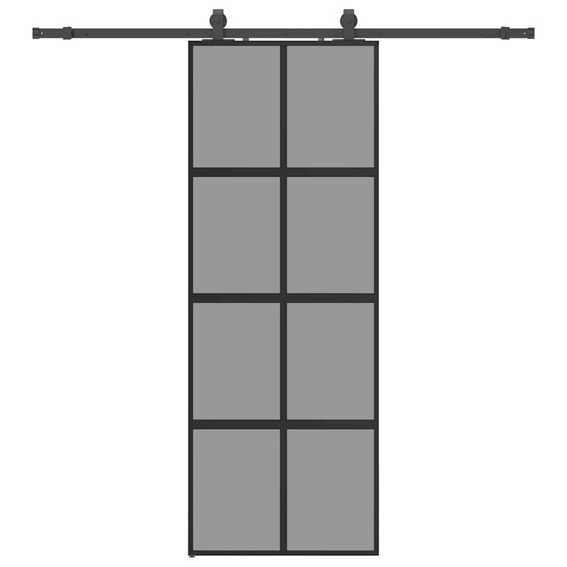 Load image into Gallery viewer, Vidaxl schuifdeur met beslagset 76x205 cm gehard glas zwart

