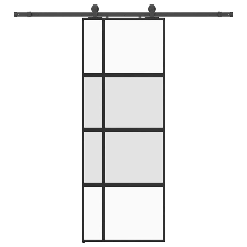 Load image into Gallery viewer, Vidaxl schuifdeur met beslagset 76x205 cm gehard glas zwart
