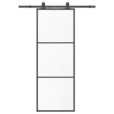 Vidaxl schuifdeur met beslagset 76x205 cm esg glas zwart
