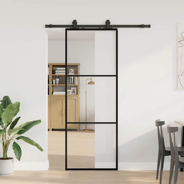 Vidaxl schuifdeur met beslagset 76x205 cm esg glas zwart