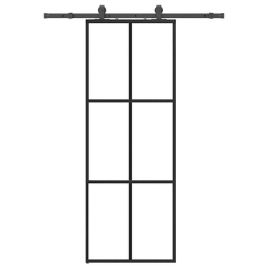 Vidaxl schuifdeur met beslagset 76x205 cm esg glas zwart