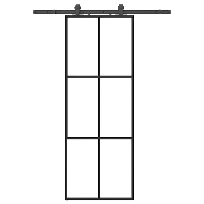 Load image into Gallery viewer, Vidaxl schuifdeur met beslagset 76x205 cm esg glas zwart
