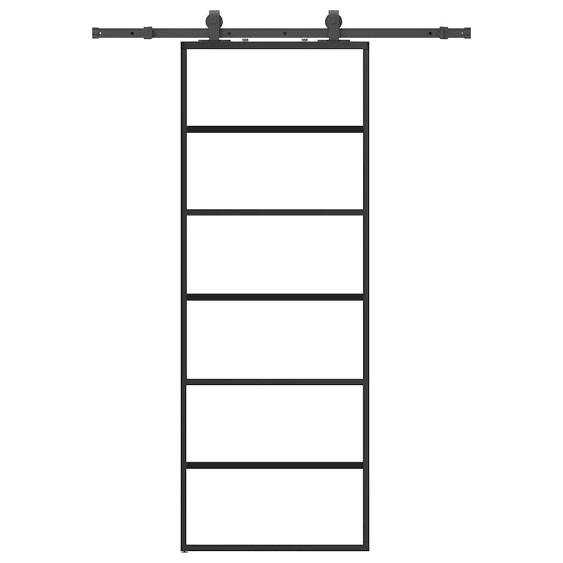 Load image into Gallery viewer, Vidaxl schuifdeur met beslagset 76x205 cm esg glas zwart
