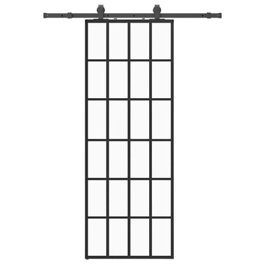 Vidaxl schuifdeur met beslagset 76x205 cm esg glas zwart