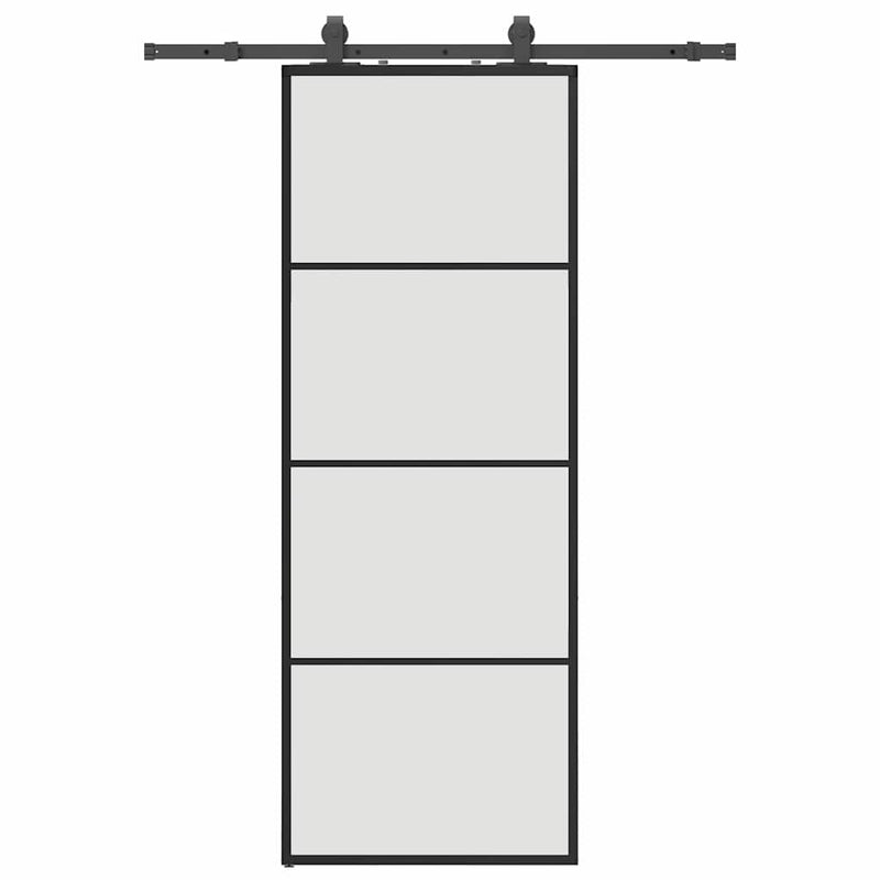 Load image into Gallery viewer, Vidaxl schuifdeur met beslagset 76x205 cm esg glas zwart
