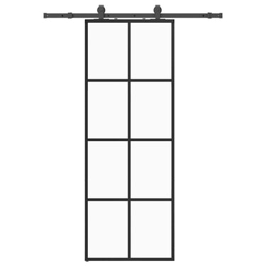 Vidaxl schuifdeur met beslagset 76x205 cm esg glas zwart