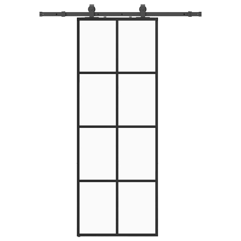 Load image into Gallery viewer, Vidaxl schuifdeur met beslagset 76x205 cm esg glas zwart
