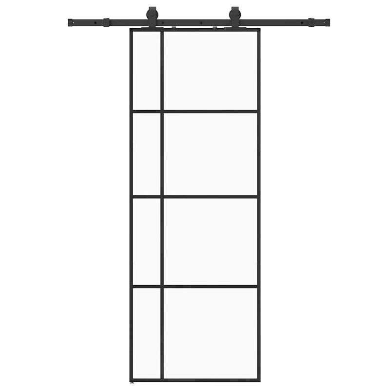 Load image into Gallery viewer, Vidaxl schuifdeur met beslagset 76x205 cm esg glas zwart
