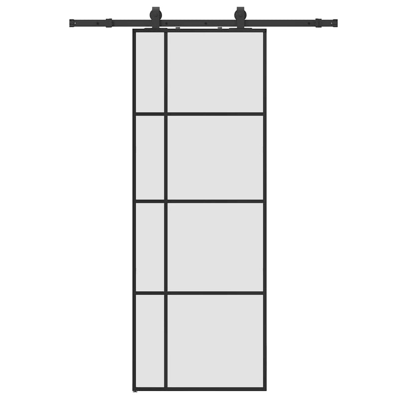 Load image into Gallery viewer, Vidaxl schuifdeur met beslagset 76x205 cm esg glas zwart
