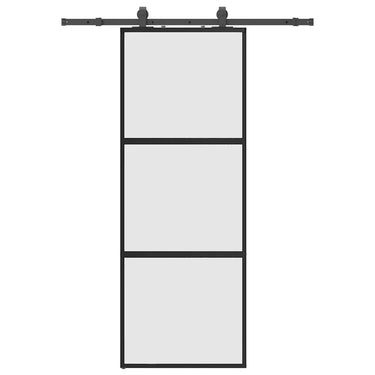 Vidaxl schuifdeur met beslagset 76x205 cm gehard glas zwart